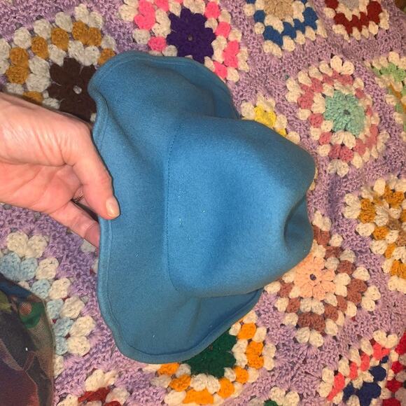 NWT DEADSTOCK VINTAGE 90'S 100% WOOL FLOPPY BLUE HAT HIPPIE BOHO - Picture 7 of 8